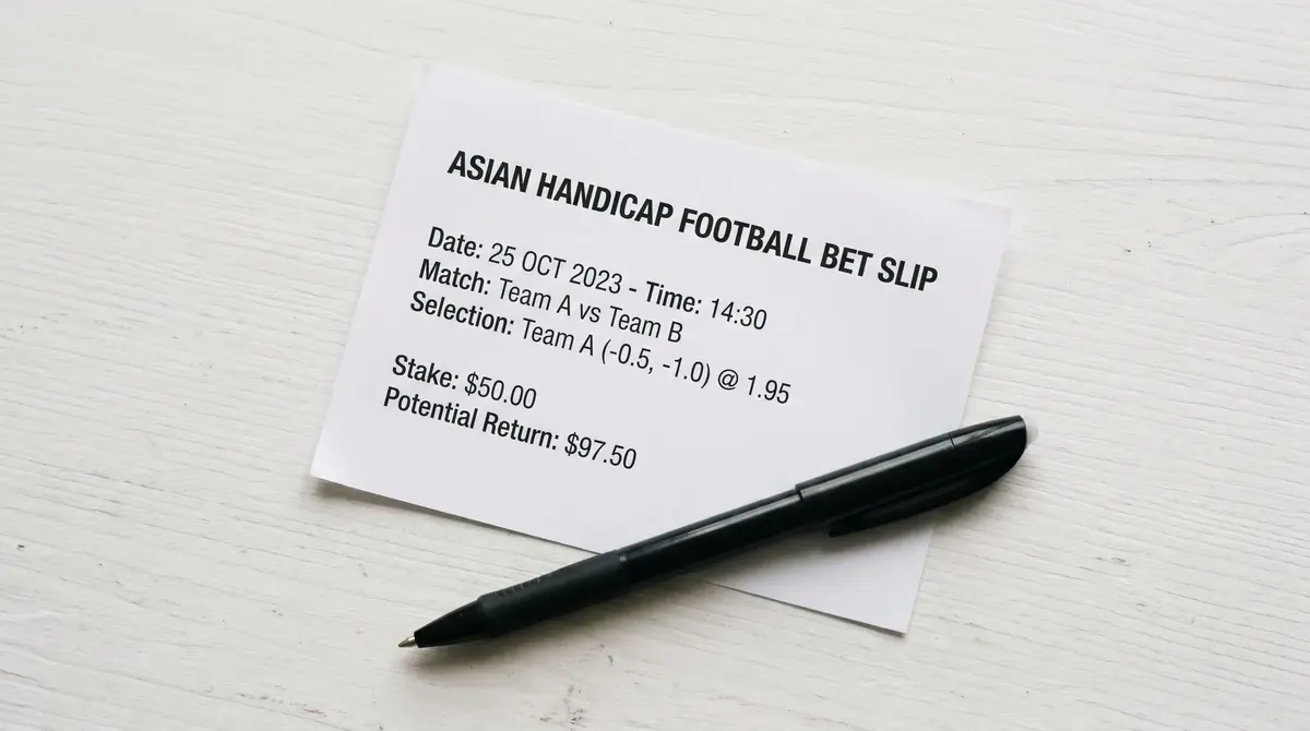 Betting slip showing Asian Handicap market selections for football match