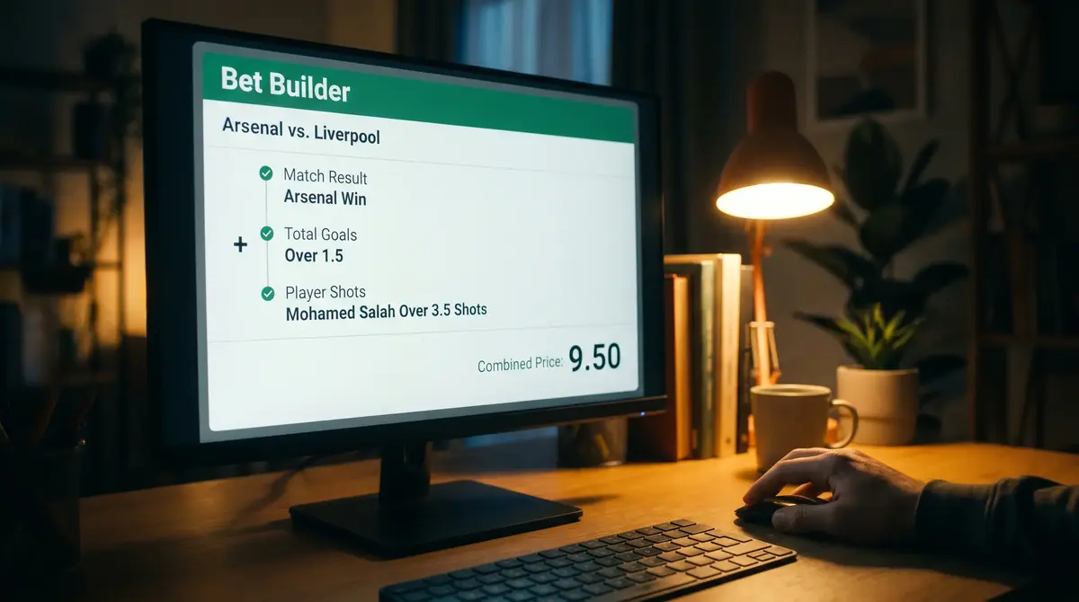 Bet builder interface combining match result and player performance selections