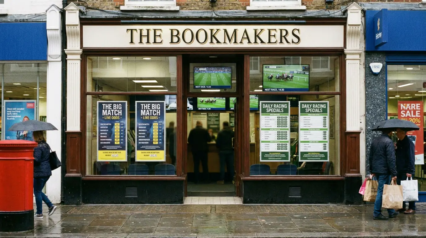 Licensed betting shop on a typical British high street