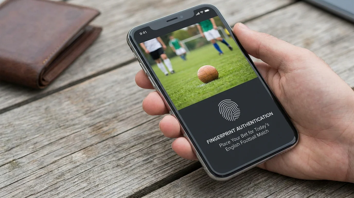 Fingerprint authentication screen on a mobile betting application