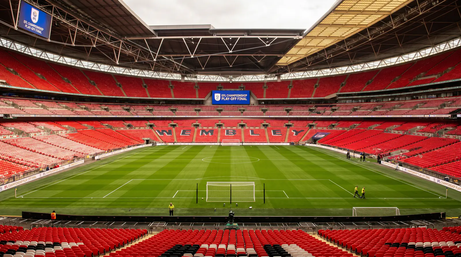Wembley stadium before an EFL Championship play-off final match