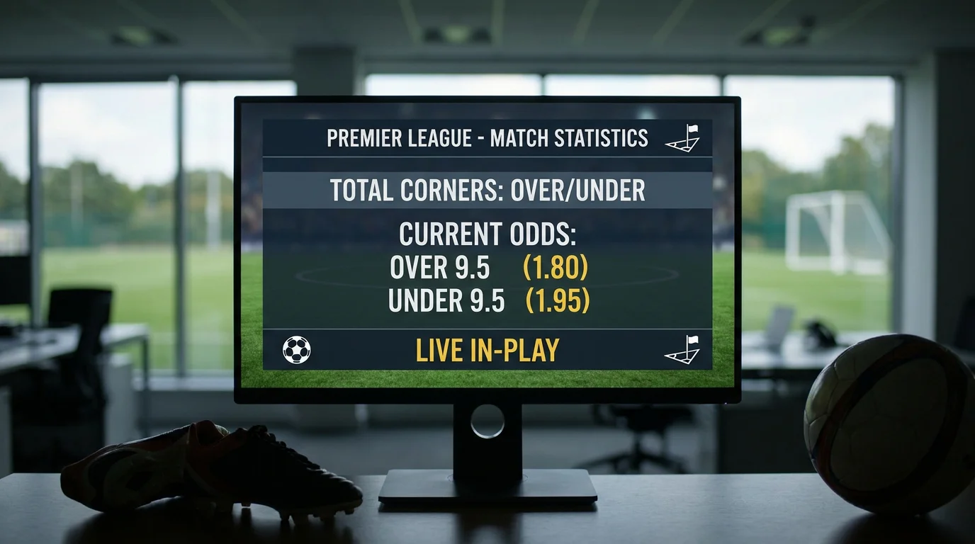 Betting screen showing total corners over/under market for a Premier League match