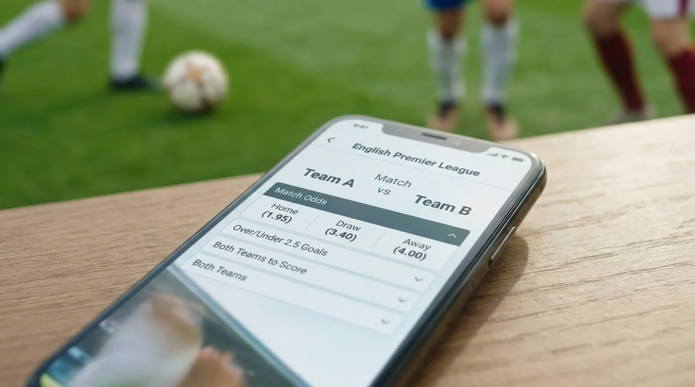 Mobile betting app screen showing decimal odds for a Premier League fixture
