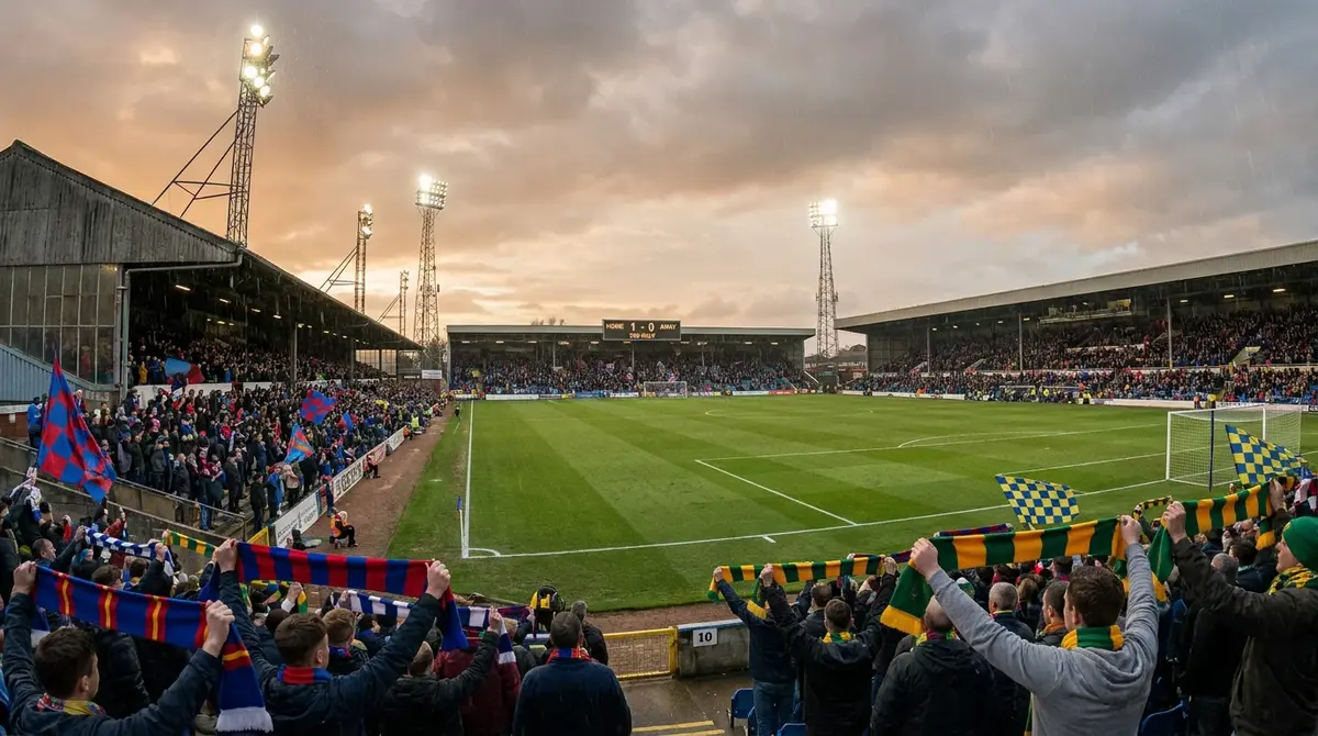 English Football League matchday scene at Championship ground with fans in stands