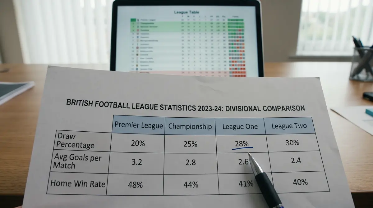 Statistical comparison table of EFL versus Premier League match patterns