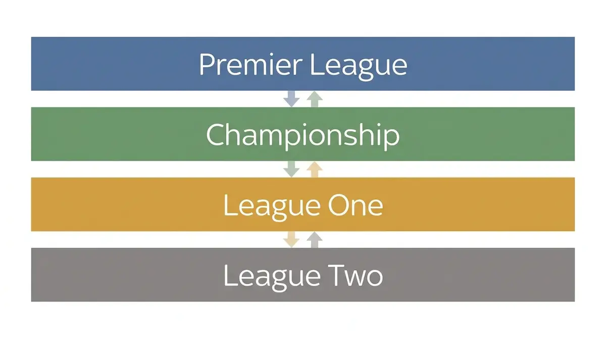 English football league structure from Premier League through to League Two