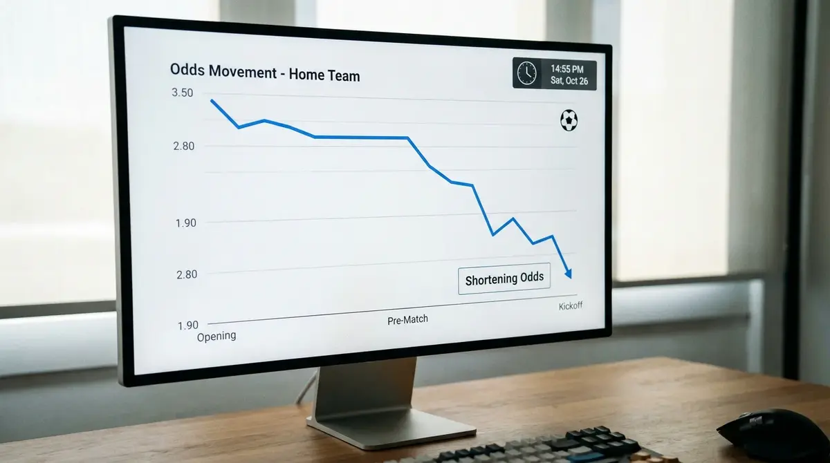 Screen showing real-time Premier League odds movement before kickoff