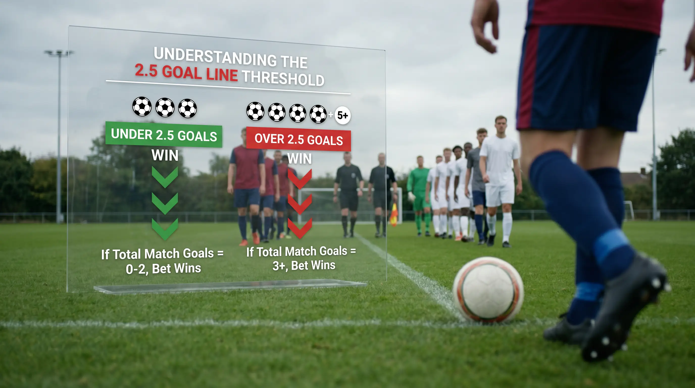 Diagram explaining how the 2.5 goal line threshold works in betting