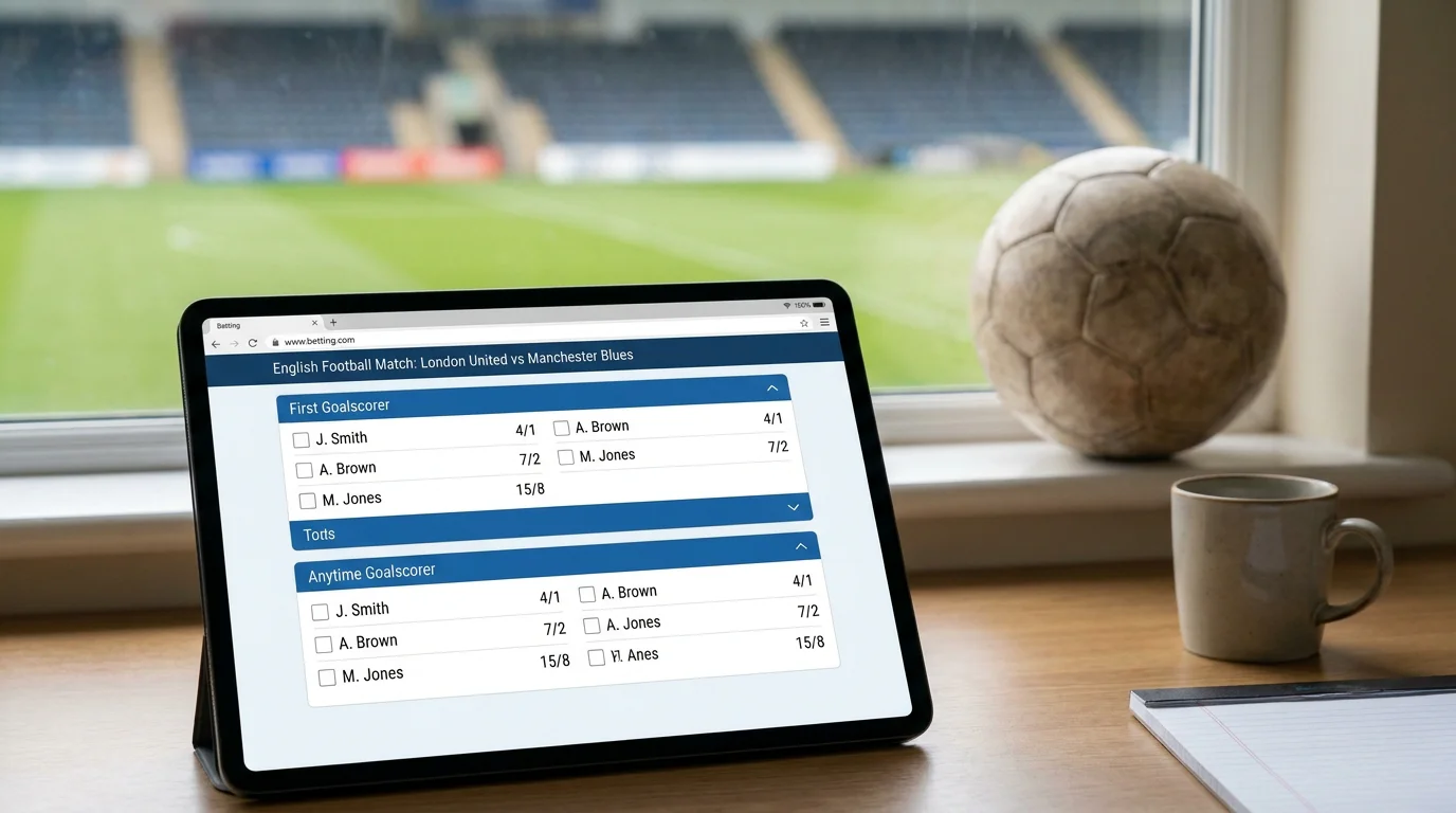 Betting interface showing first goalscorer and anytime goalscorer market options