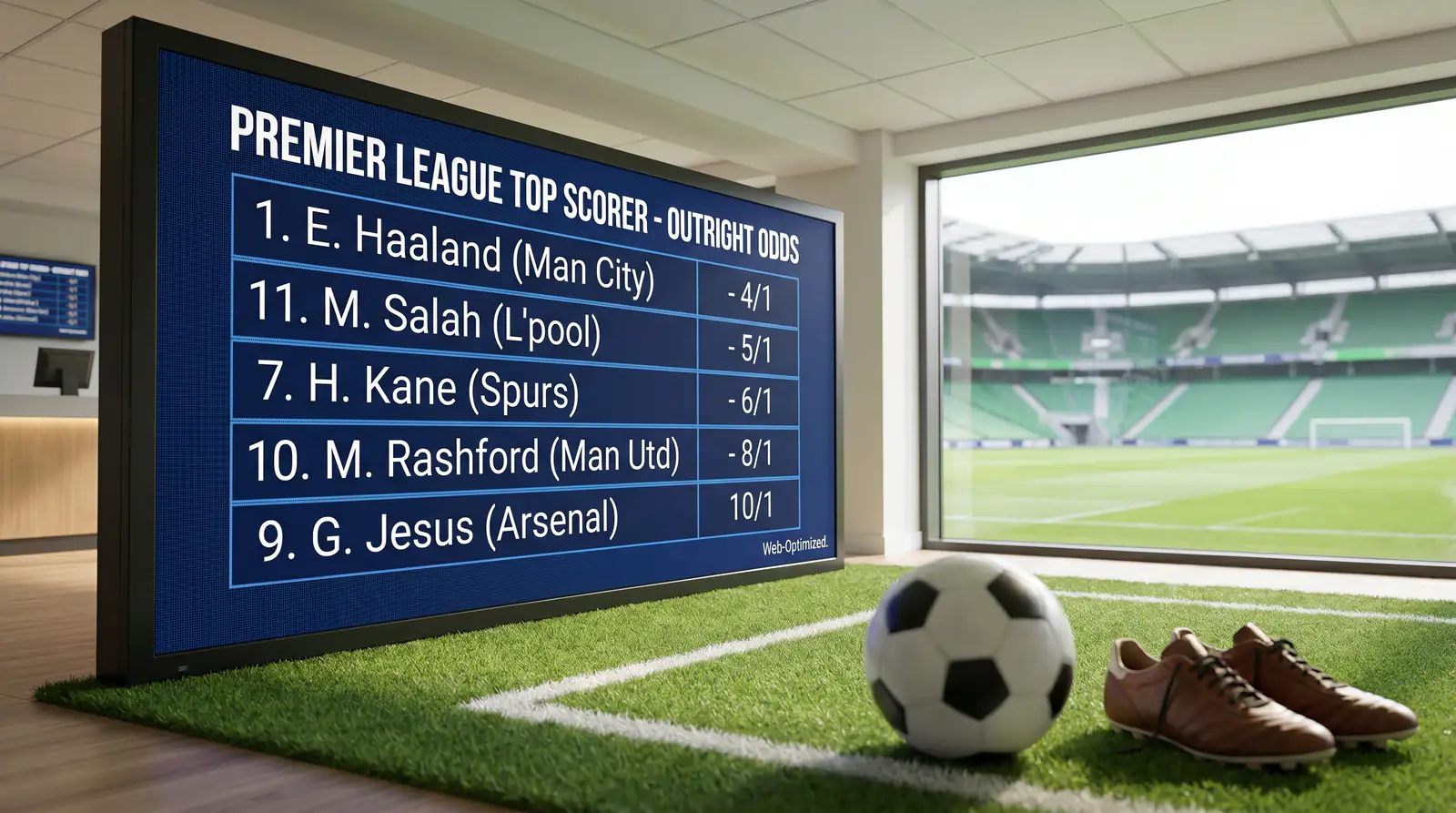 Bookmaker display showing Premier League top scorer outright odds