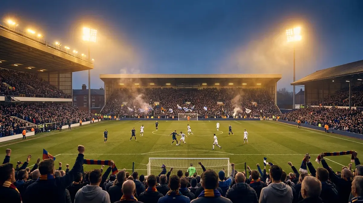 English football stadium atmosphere during a Premier League match with packed stands