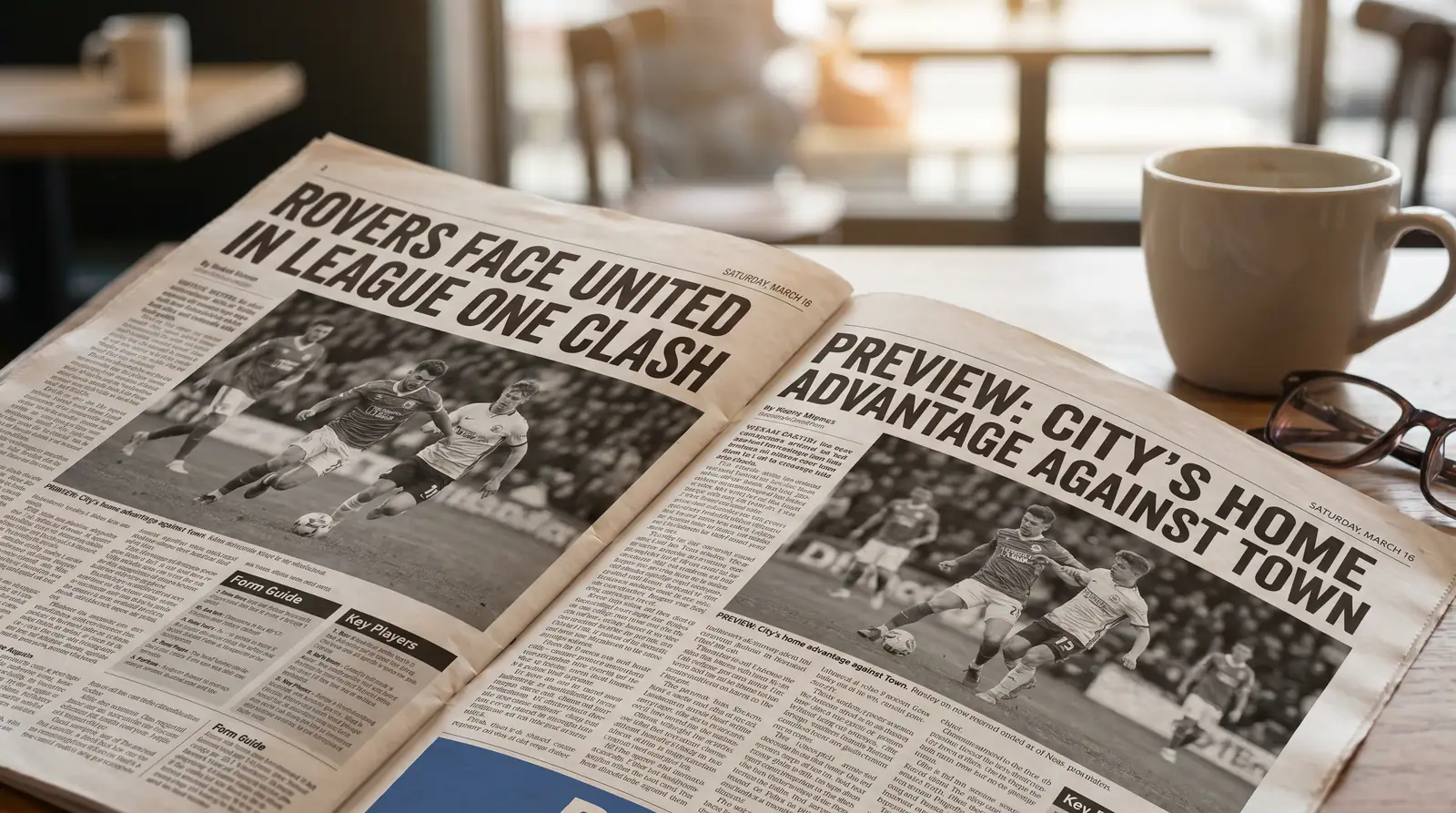 Local newspaper sports page covering League One match previews