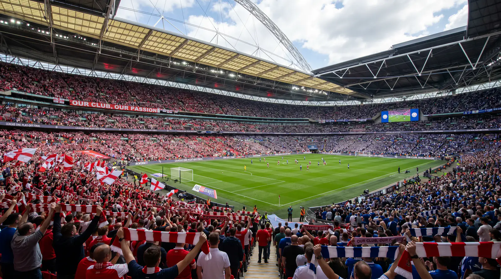 League One play-off final at Wembley stadium with both sets of supporters