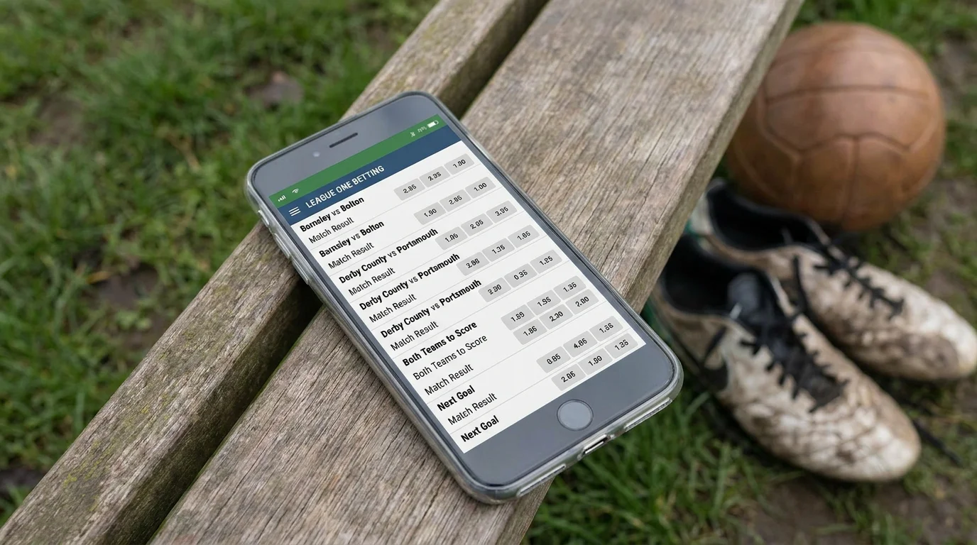 Smartphone screen showing available League One betting markets