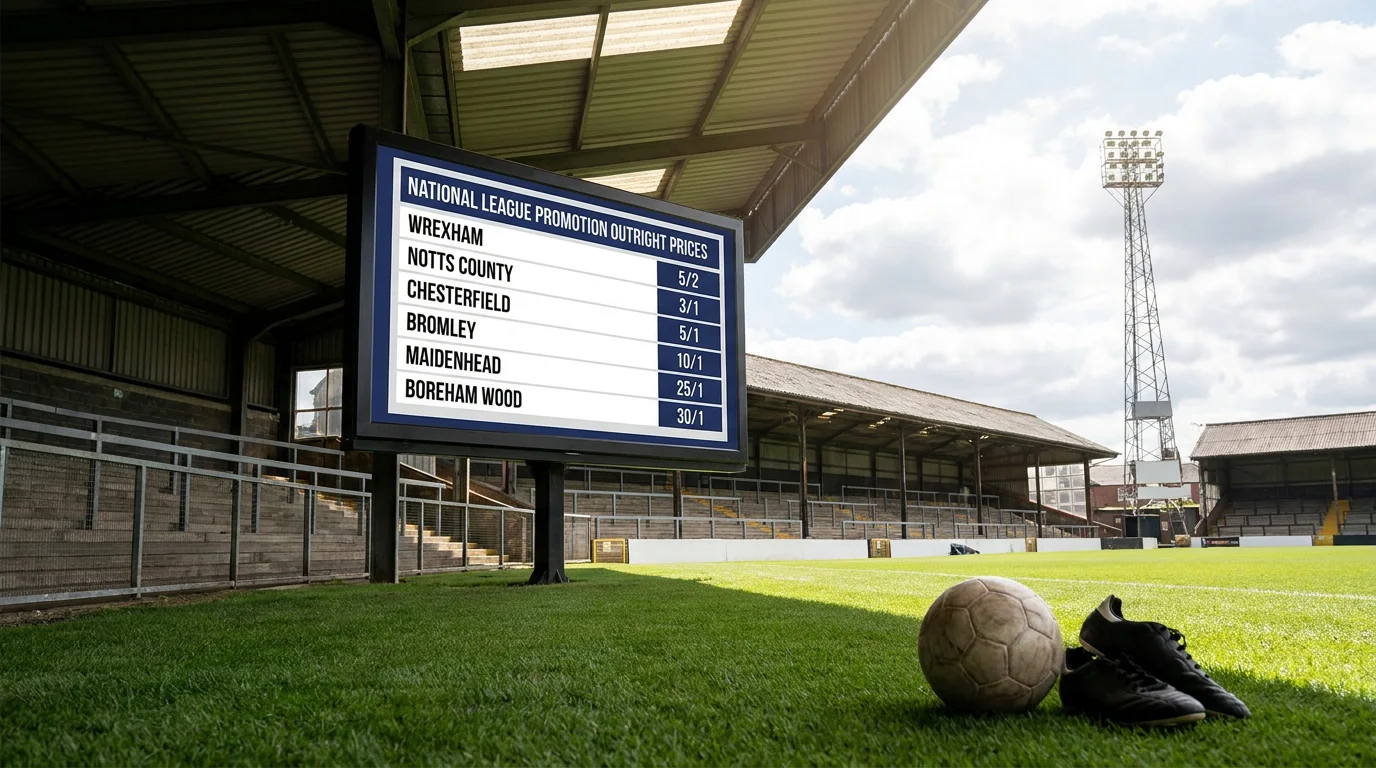 Bookmaker screen showing National League promotion outright prices