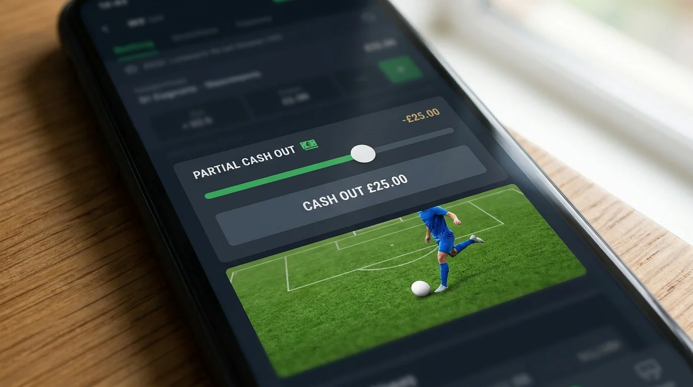 Partial cash out slider interface on a mobile betting app