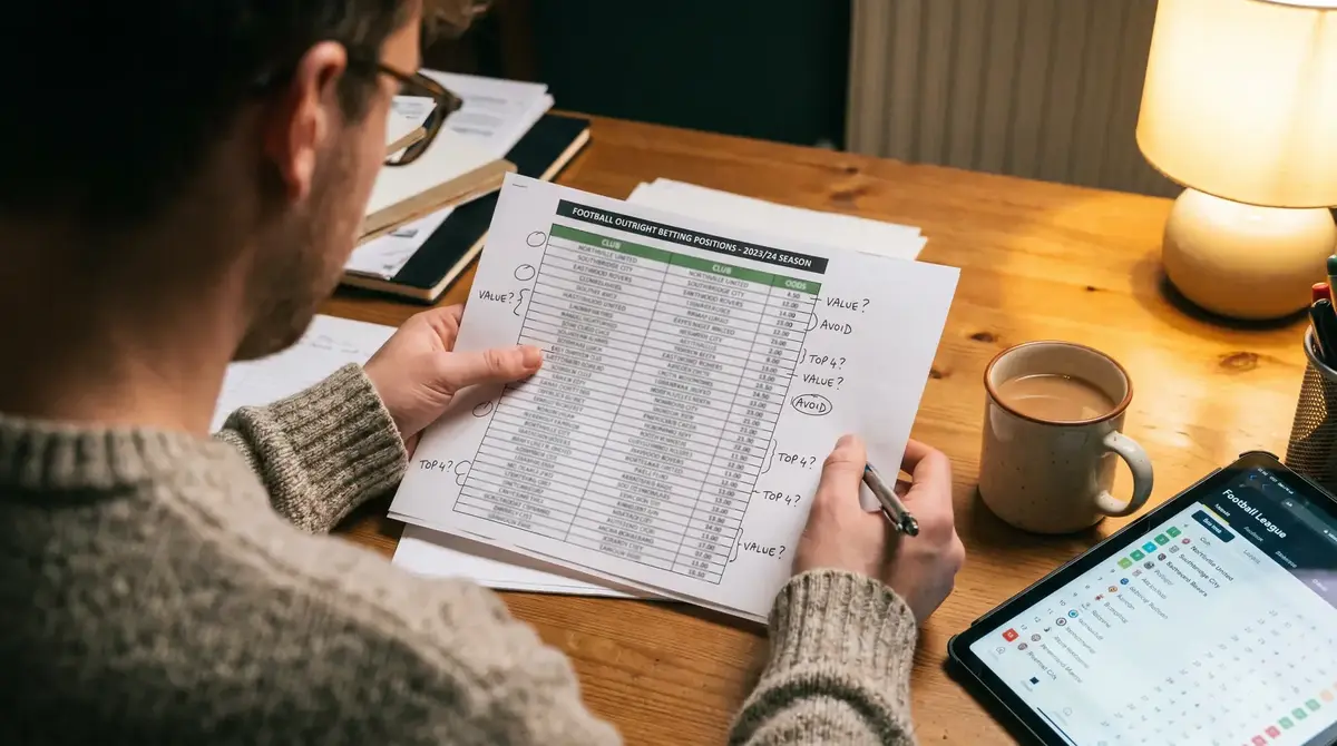 Football analyst reviewing Premier League outright season betting positions