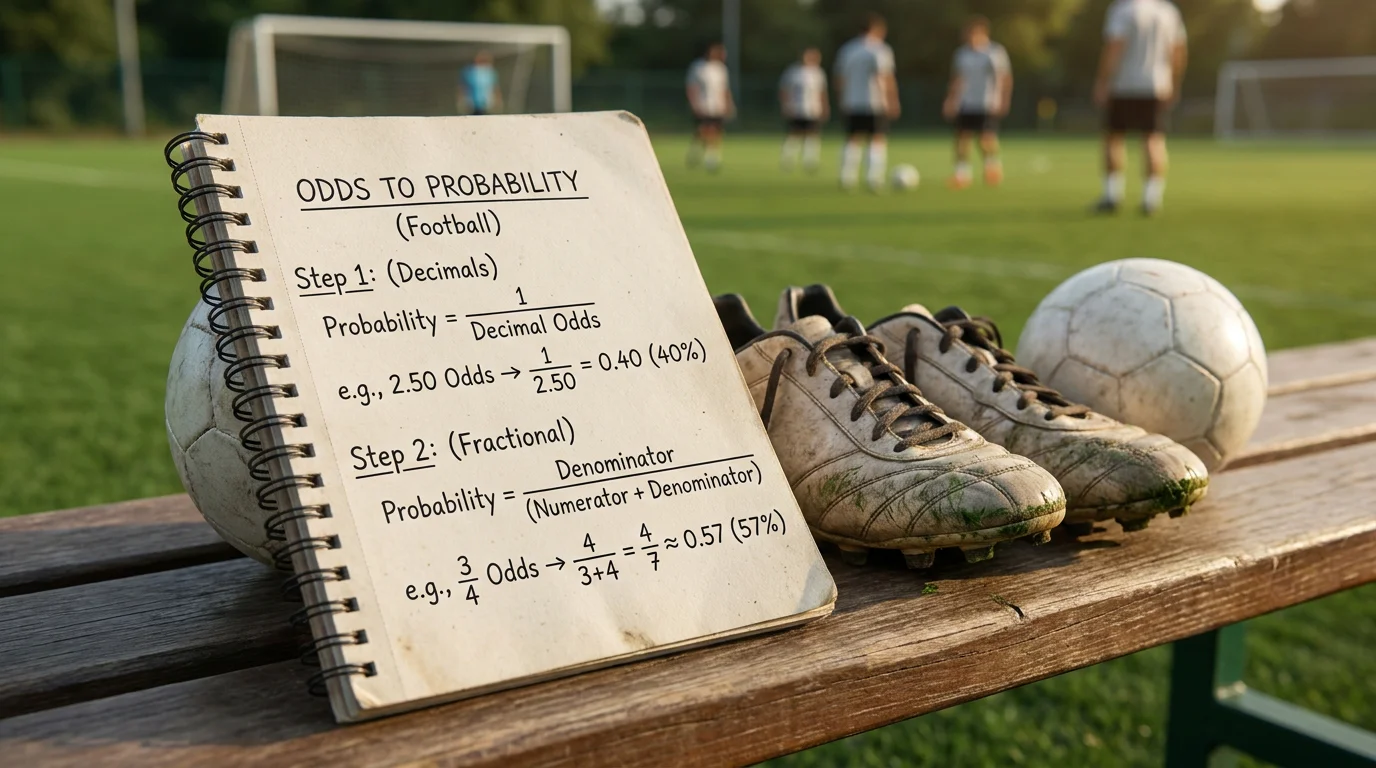 Notebook page showing step-by-step odds to probability conversion