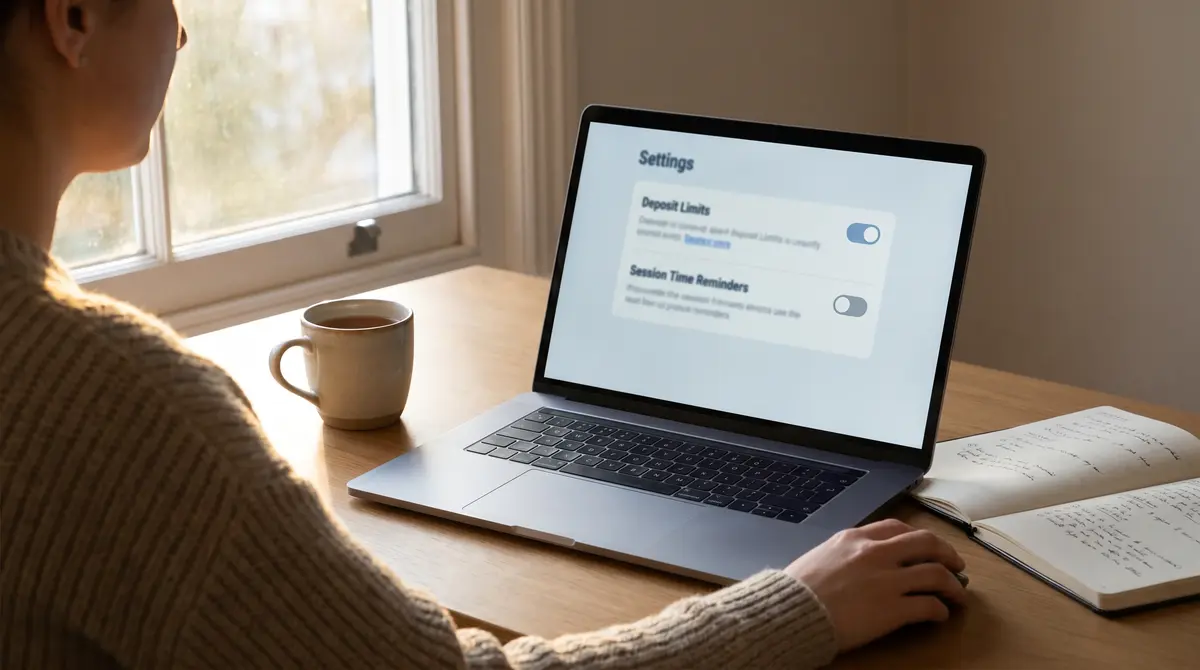 Person setting deposit limits on a betting account screen as a responsible gambling measure