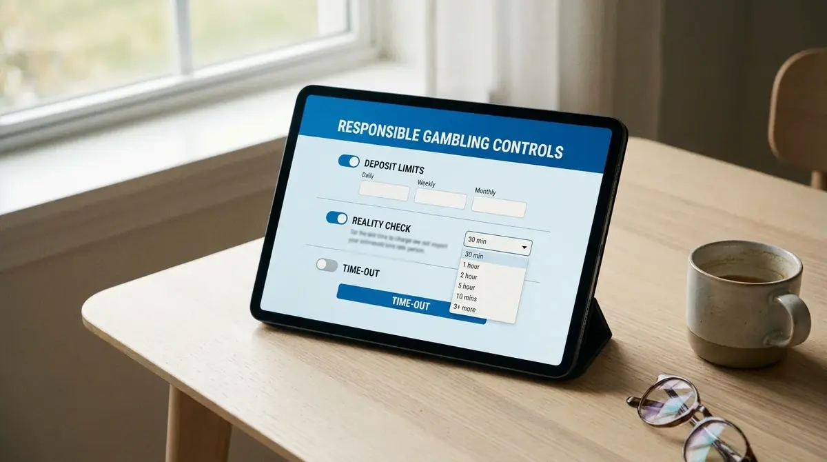 Deposit limit and reality check responsible gambling settings on betting platform