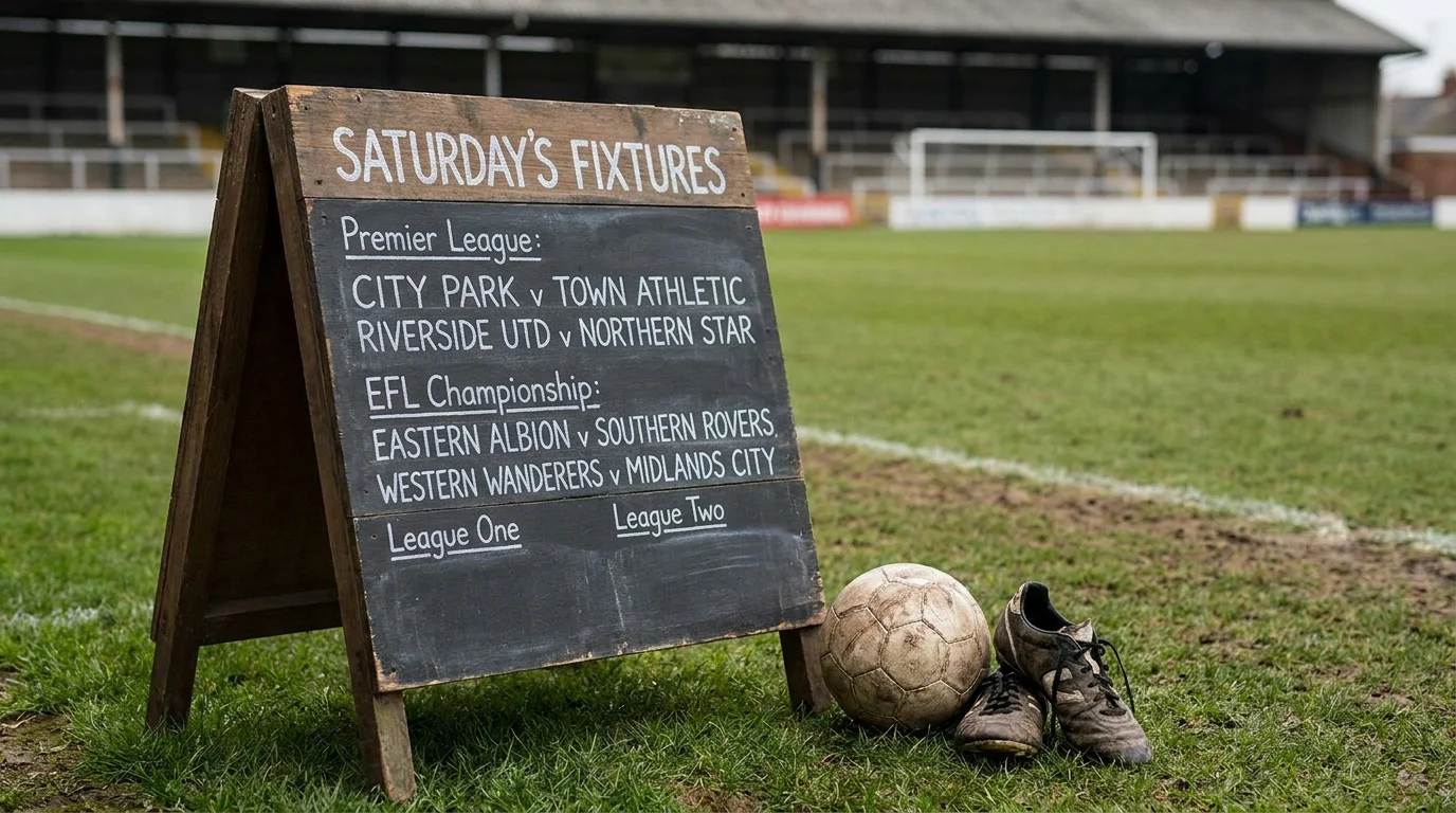 Saturday football fixture board showing Premier League and EFL matches
