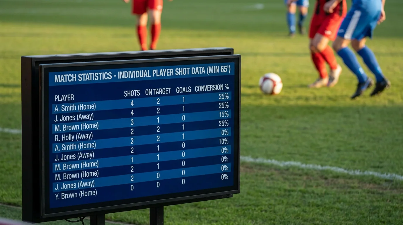Match statistics screen showing individual player shot data during a game
