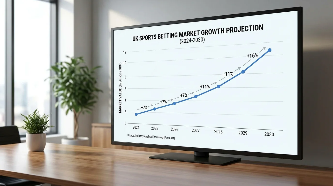Growth projection chart for UK sports betting market through 2030