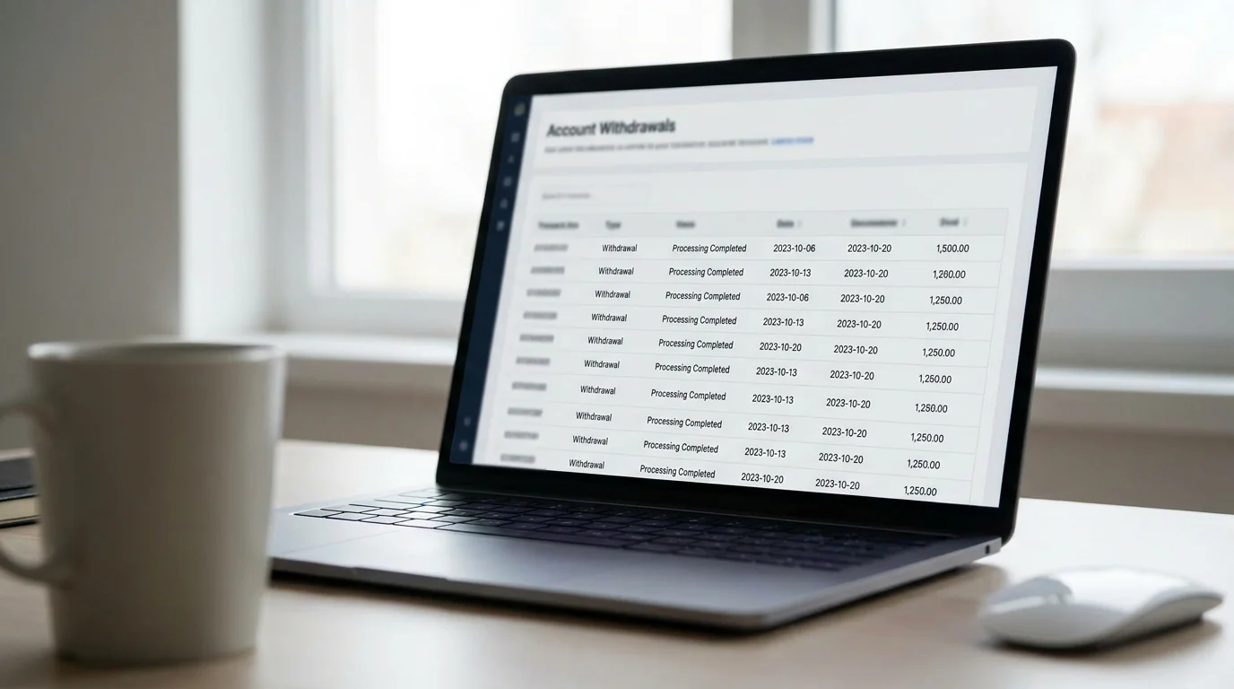 Betting account withdrawal history showing regular weekly cashout pattern